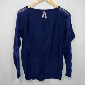 Planet Motherhood Elegant Navy Blue Lace Top Women's Size Large